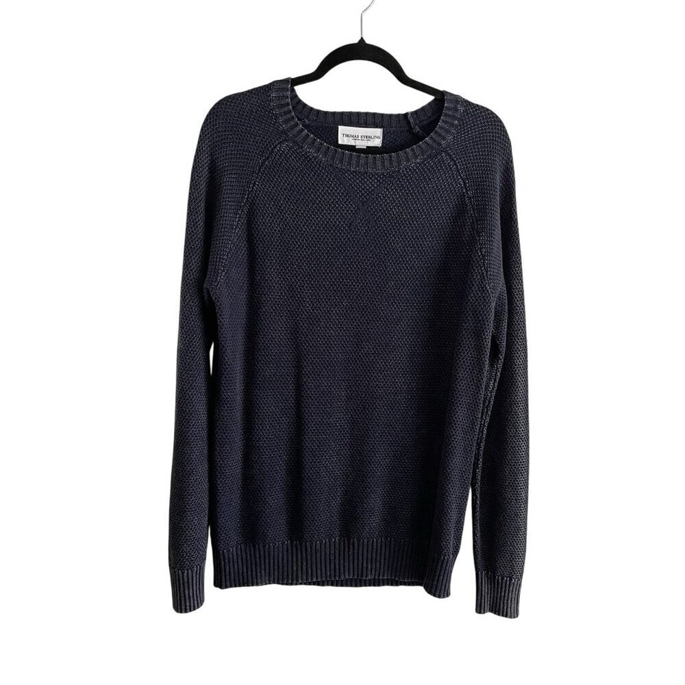 Thomas Sterling Men Sz S Navy Crewneck Long Sleeve Pullover Cotton Sweater NWT